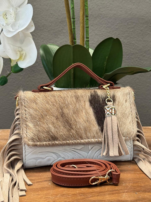CROSSBODY DELIA 1 PELO Y BARBAS BLANCO/BEIGE