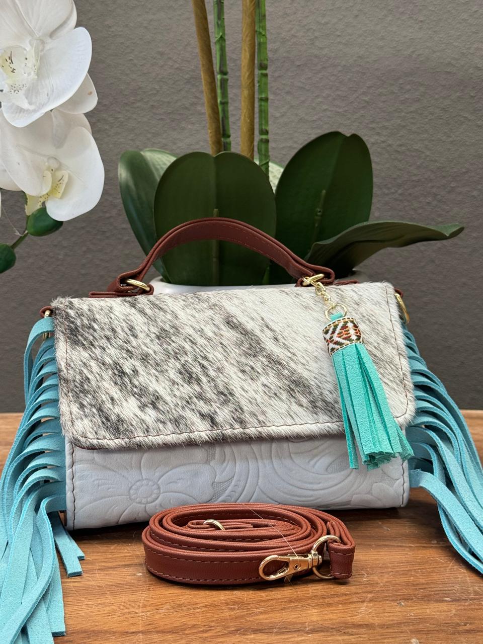 CROSSBODY DELIA 1 PELO Y BARBAS BLANCO/MENTA
