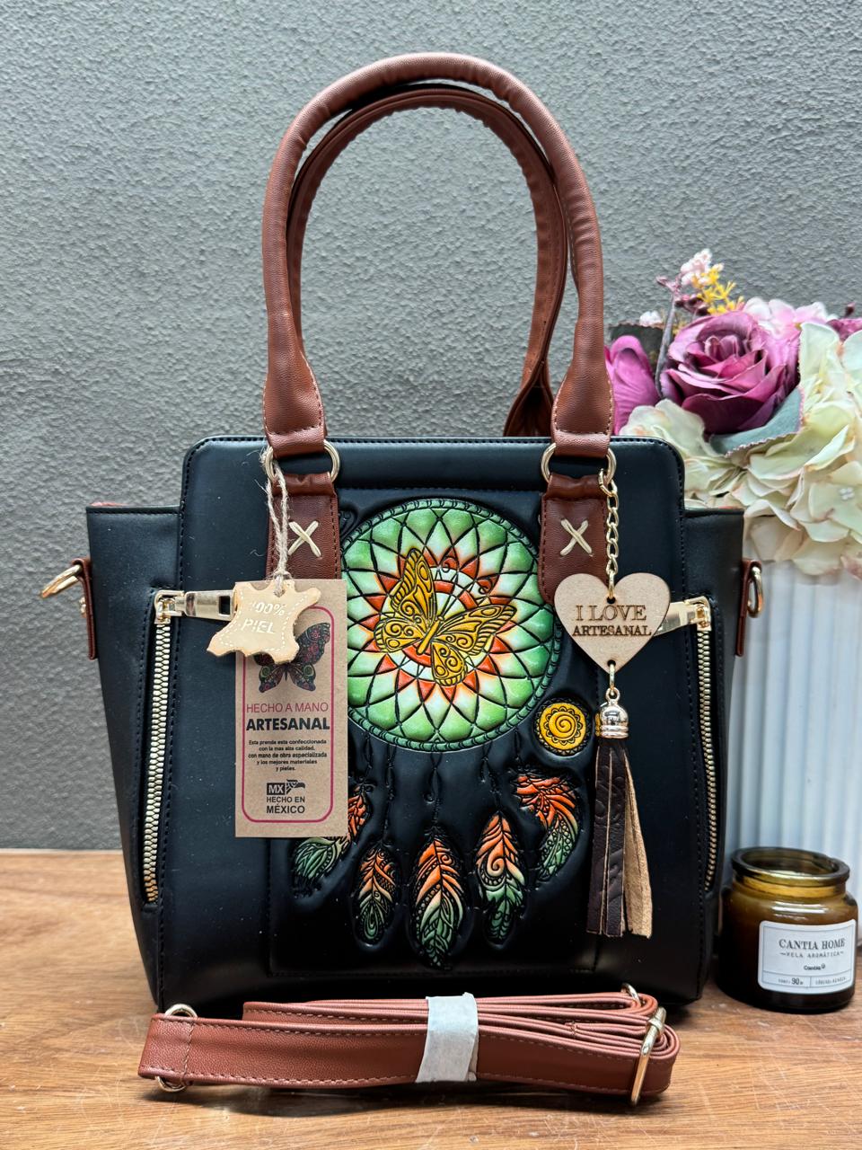 UB MOD ARTESANAL MINA CIERRES ATRAPASUEÑOS NEGRO/VERDE