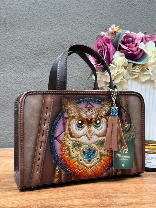 MAOMA CROSSBODY TABATA BUHO COLORES-PIEL CAFE