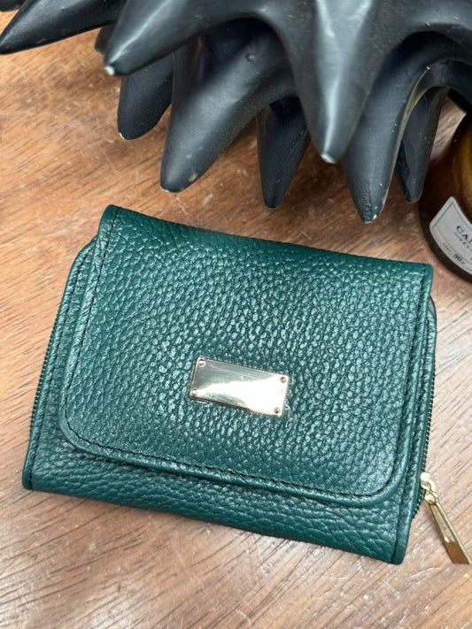 CARTERA PIEL KENYA VERDE OLIVO FLOTER