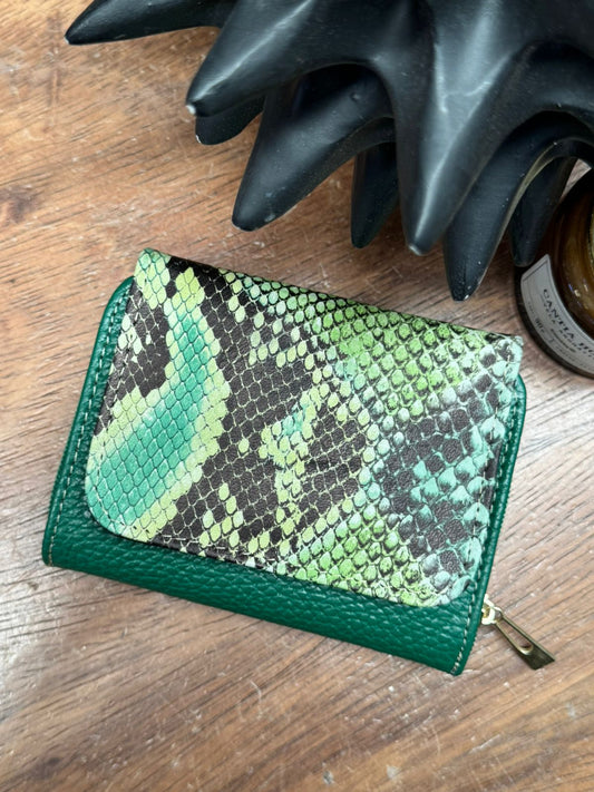 CARTERA PIEL KENYA EXOTICO VERDE BANDERA