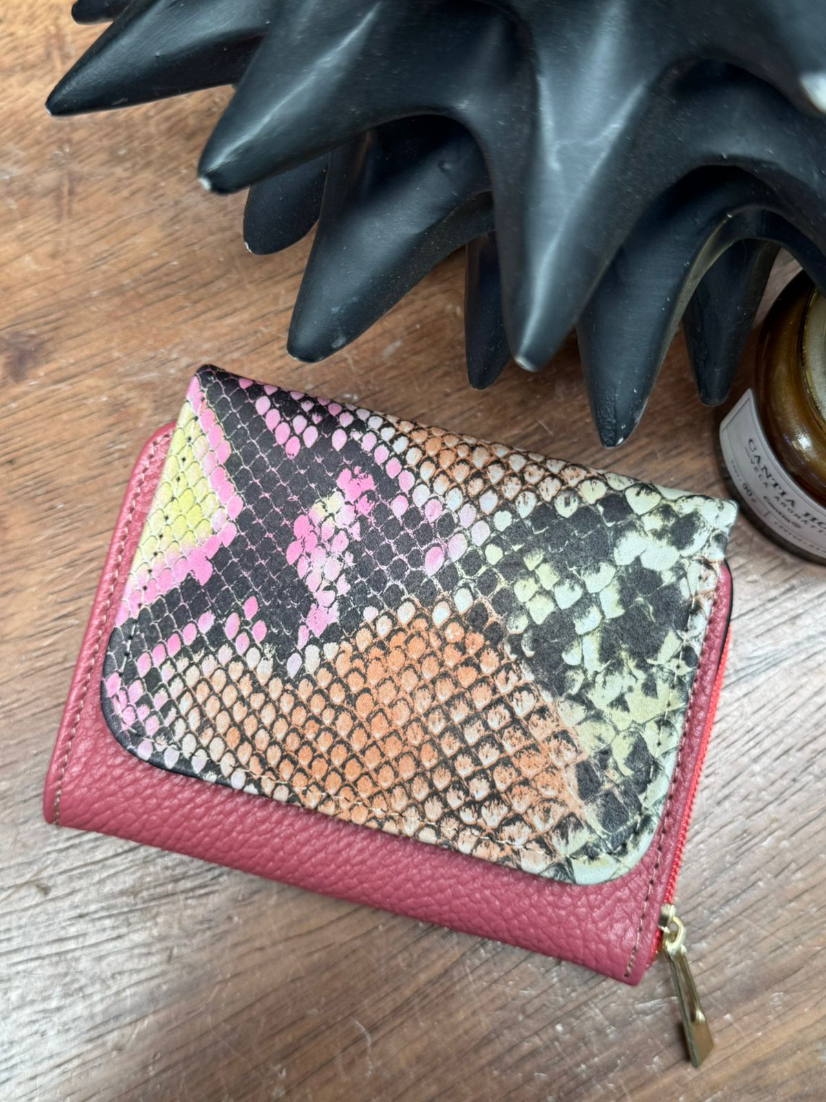 CARTERA PIEL KENYA EXOTICO CORAL