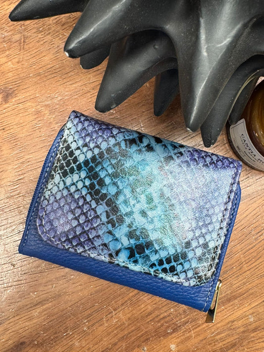 CARTERA PIEL KENYA EXOTICO AZUL REY