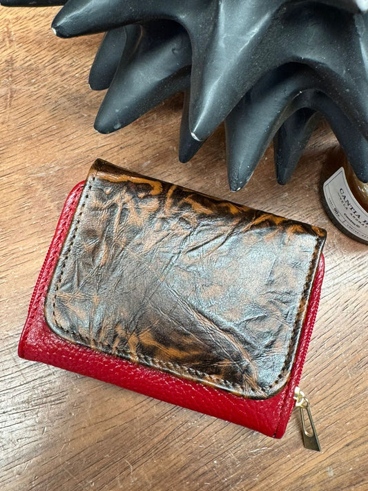 CARTERA PIEL KENYA EXOTICO ROJO