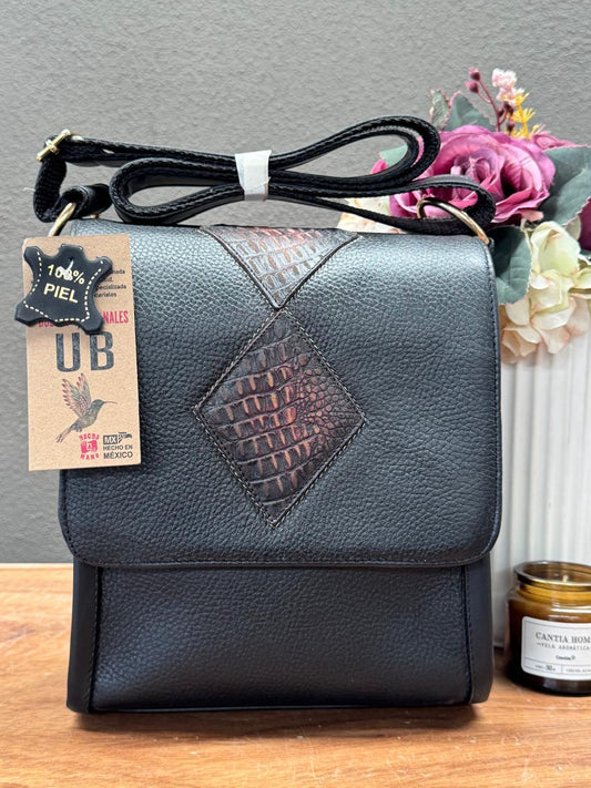 UB MOD ARTESANAL VAQUERA NEGRO ROMBOS COCODRILO