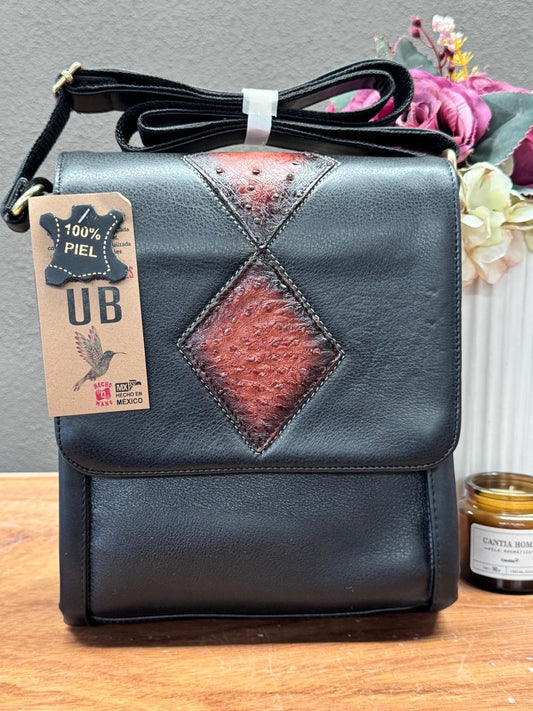 UB MOD ARTESANAL VAQUERA NEGRO ROMBOS AVESTRUZ