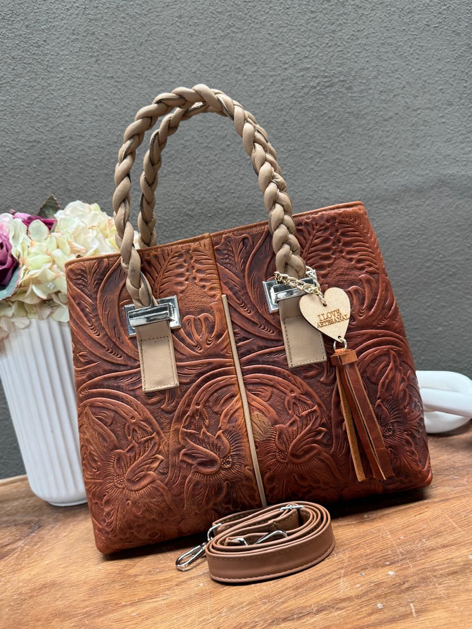 BOLSA ELIZABETH PIEL GRASO COÑAC