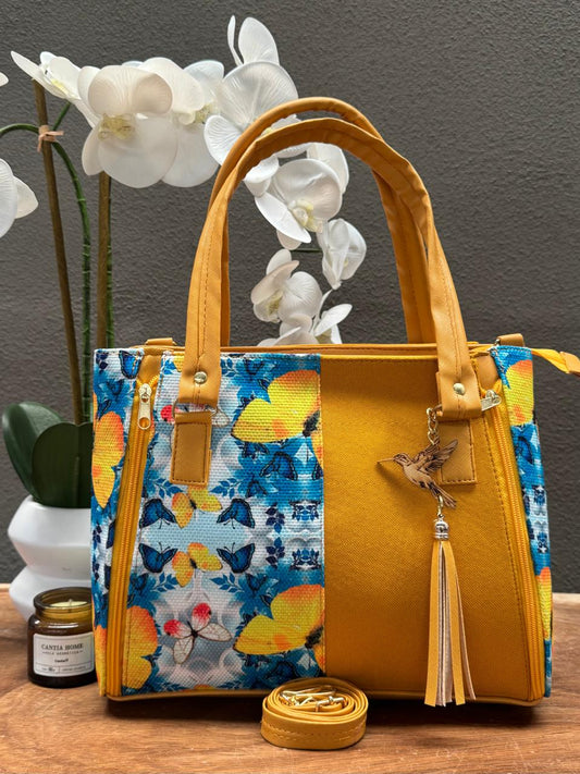 YUTE MODELO DOBLE CIERRE AMARILLO/MARIPOSAS F AZUL