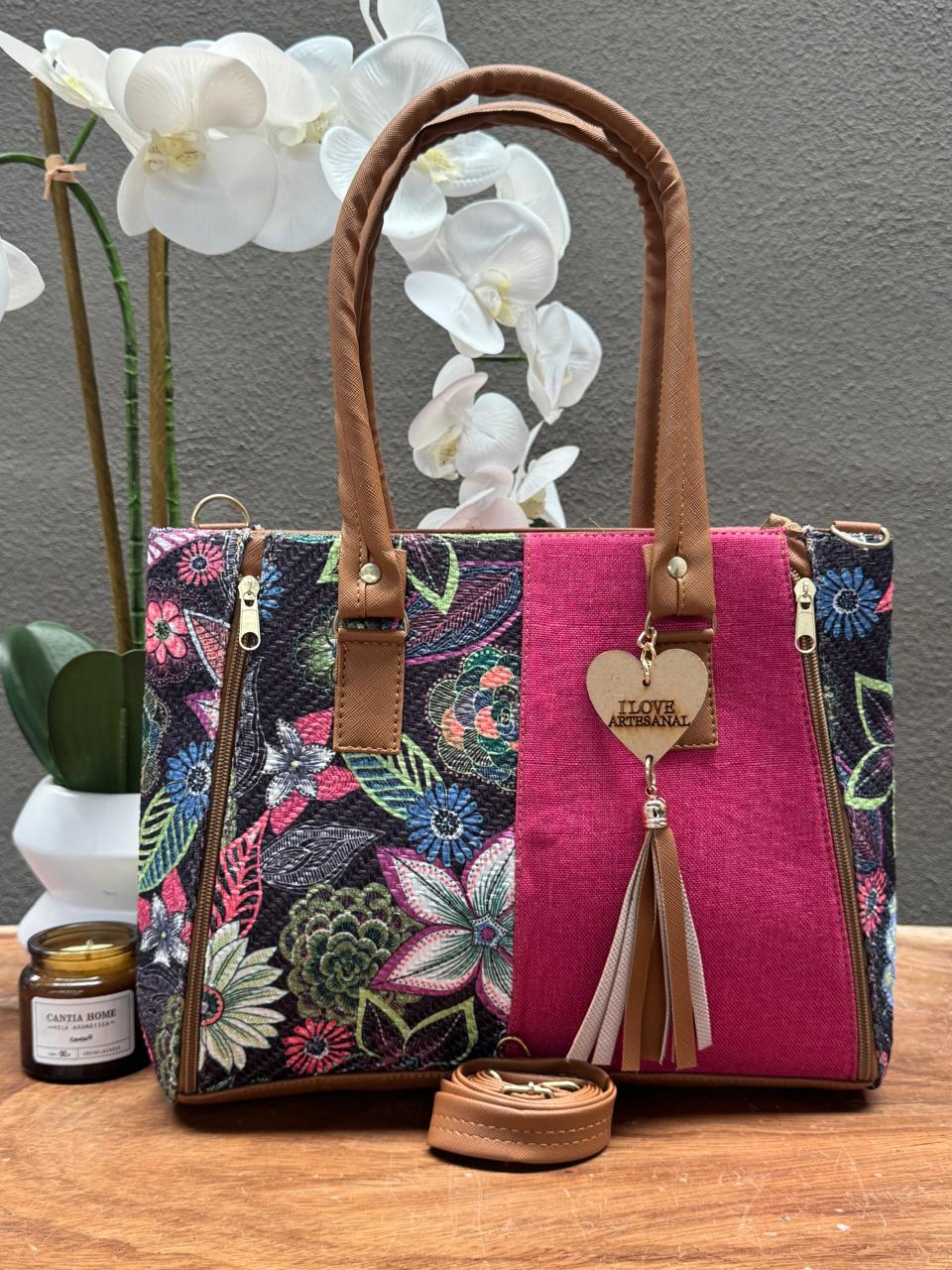 YUTE MODELO DOBLE CIERRE TINTO/FLORES NEGRO