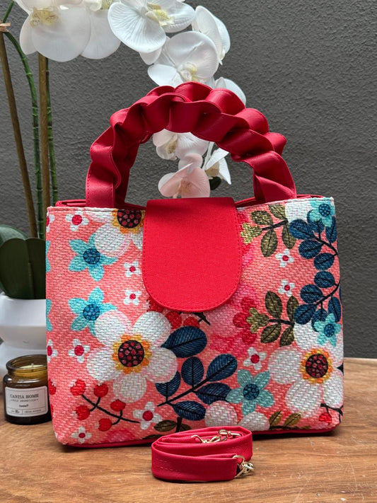YUTE MODELO TRENZA ROJO/FLORES F CORAL