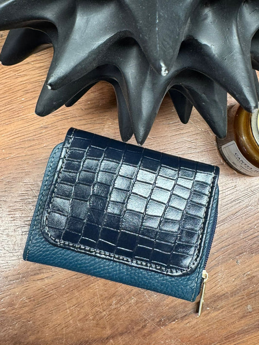 CARTERA PIEL KENYA EXOTICO AZUL MARINO