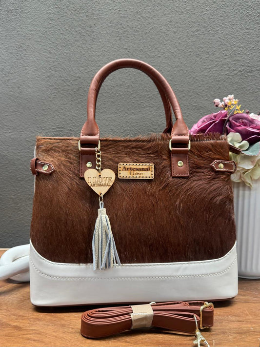 BOLSA TOKIO PELO -PIEL BLANCO