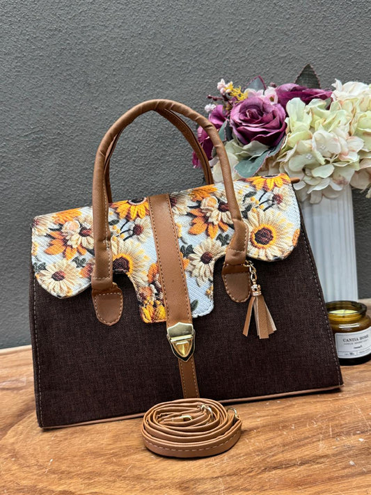 BOLSO MALETIN YUTE CAFE/CAMEL TAPA OTOÑO