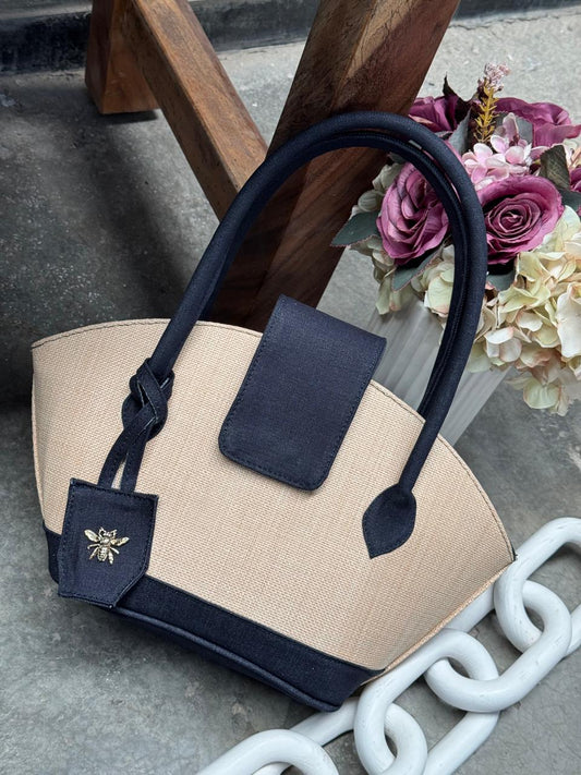 BOLSO ATENEA NATURAL/DENIM OSCURO