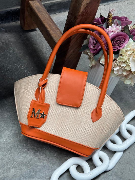 BOLSO ATENEA NATURAL/NARANJA