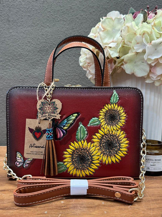 DB CROSSBODY MARIPOSA-GIRASOLES MARRON