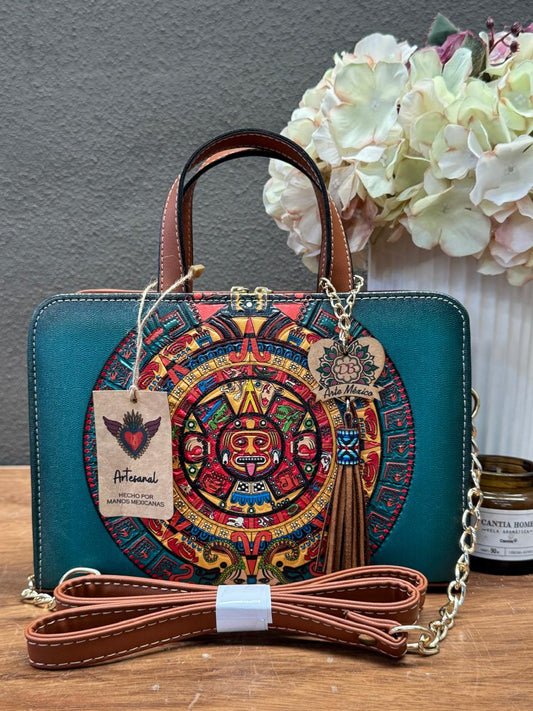 DB CROSSBODY CALENDARIO AZTECA AZUL