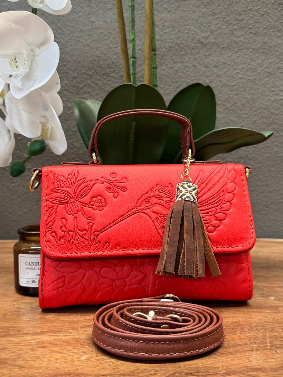 CROSSBODY DELIA 1 CHICA COLIBRI ROJO/CAMEL