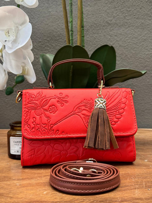CROSSBODY DELIA 1 CHICA COLIBRI ROJO/CAMEL