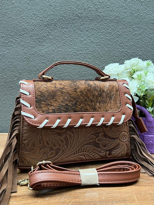 CROSSBODY FABIOLA PELO Y BARBAS VARIABLE PIEL CAMEL