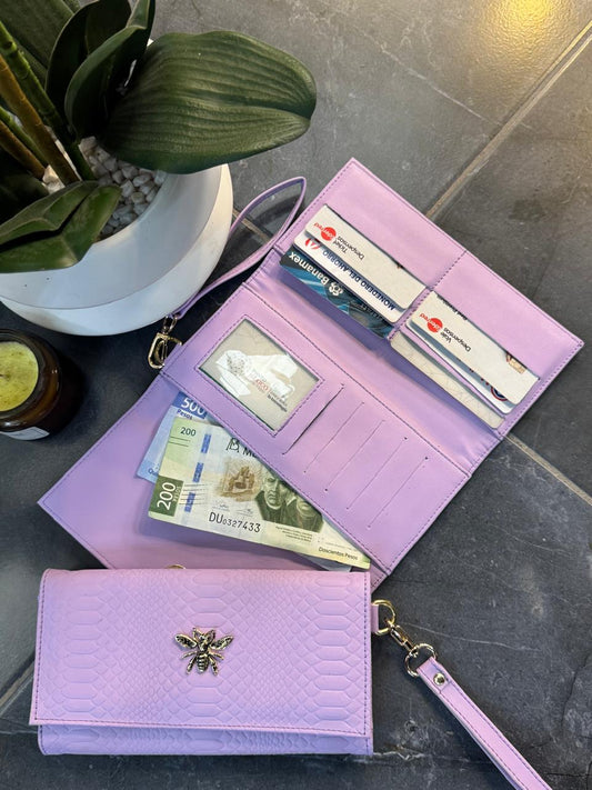 CARTERA MUÑEQUERA VIBORA LAVANDA
