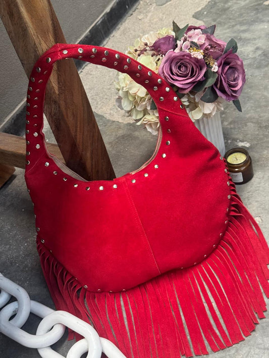 BOLSO MONTANA ROJO BARBAS