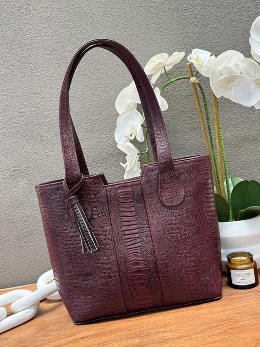 BOLSO 100% PIEL BOSNIA LIZARD VINO