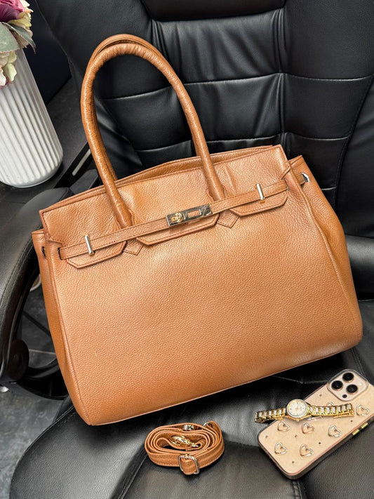 BOLSO 100% BIRKIN 35 PIEL MIEL EFECTO