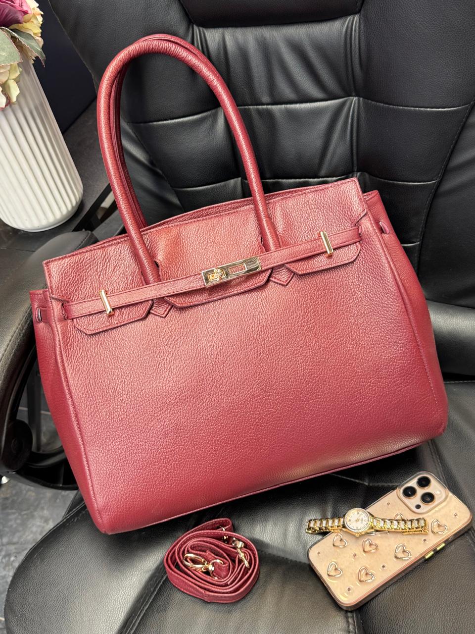 BOLSO 100% PIEL BIRKIN 35 VINO