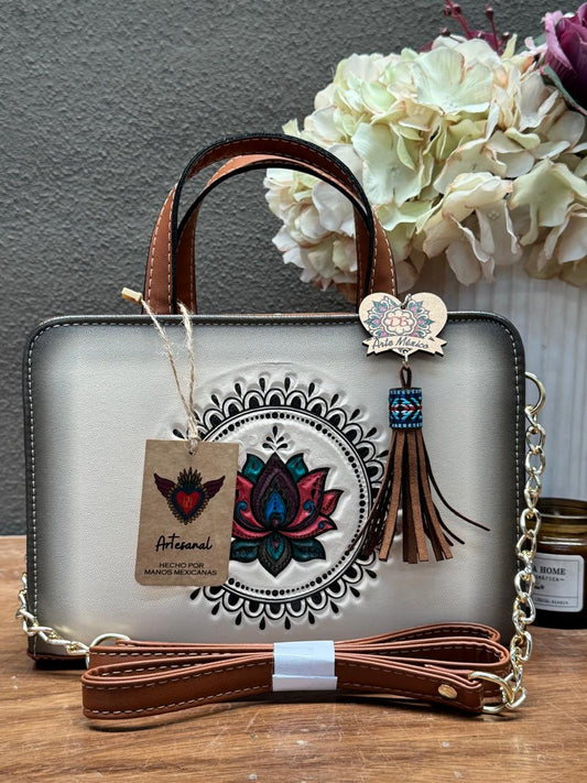 DB CROSSBODY FLOR DE LOTO HUESO