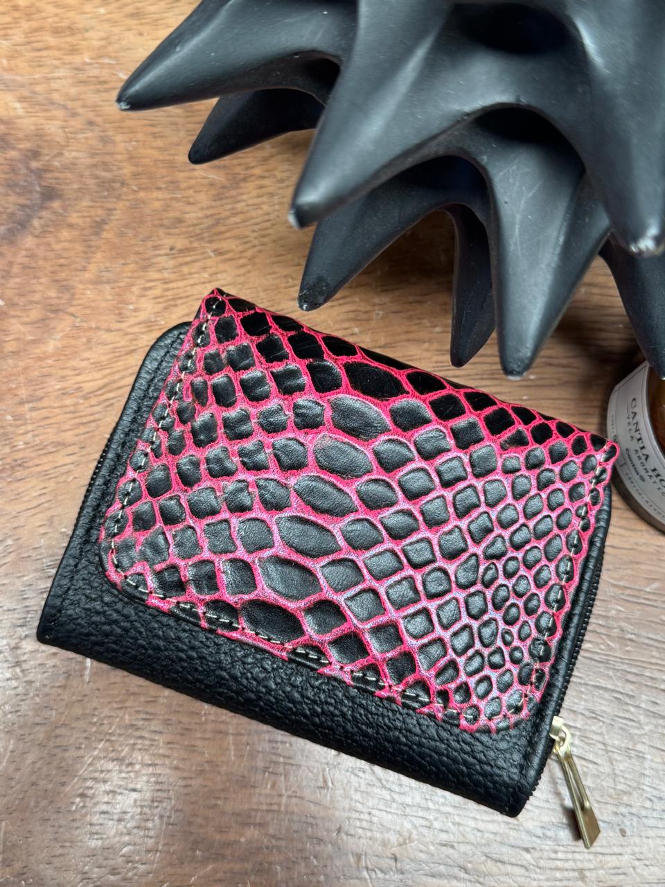 CARTERA PIEL KENYA EXOTICO NEGRO