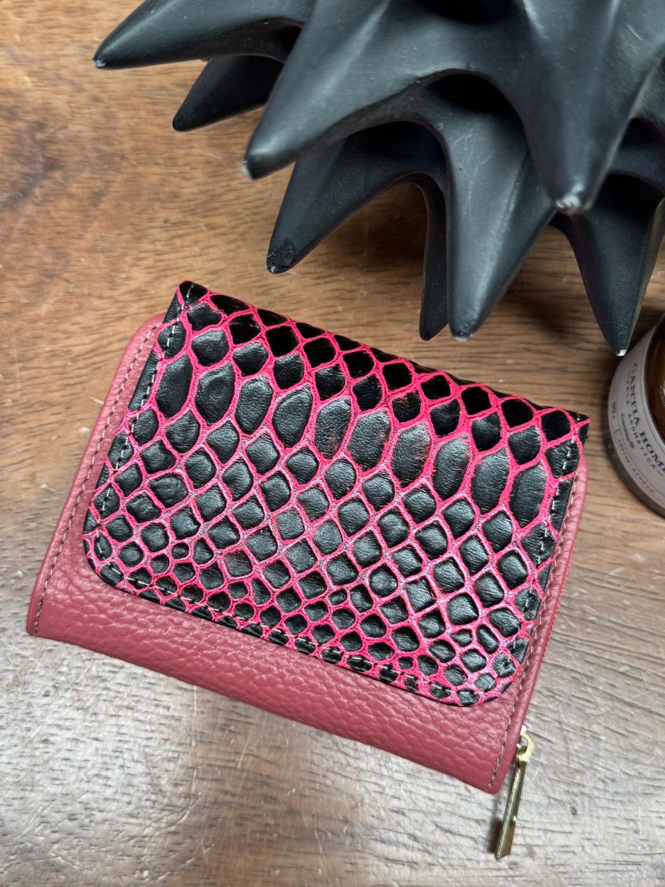 CARTERA PIEL KENYA EXOTICO CORAL