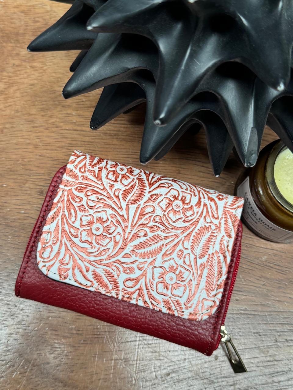 CARTERA PIEL KENYA EXOTICO ROJO