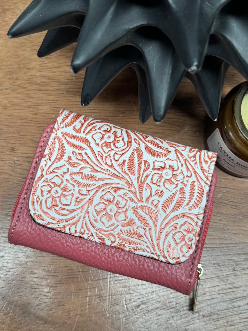 CARTERA PIEL KENYA EXOTICO CORAL