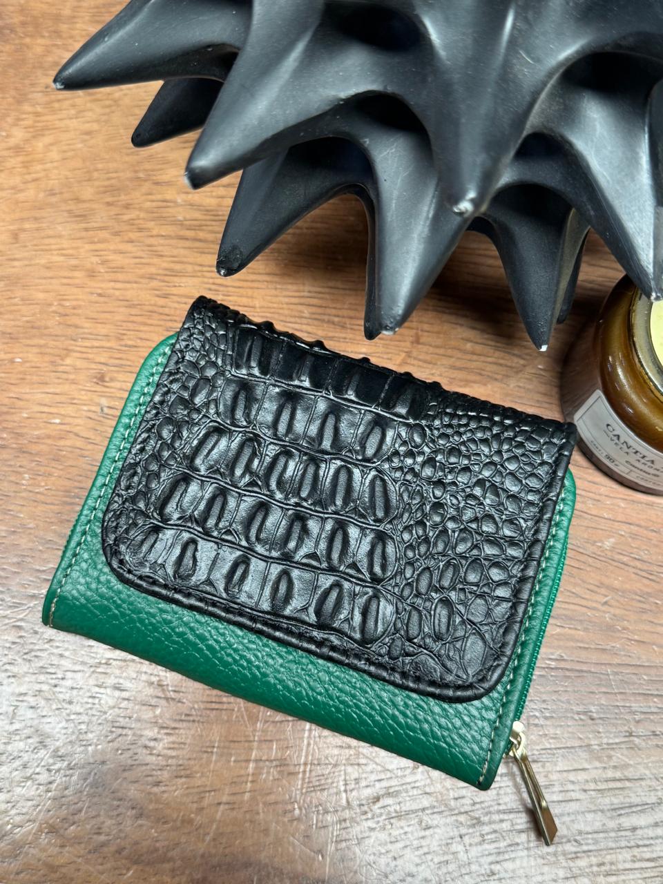 CARTERA PIEL KENYA EXOTICO VERDE BANDERA