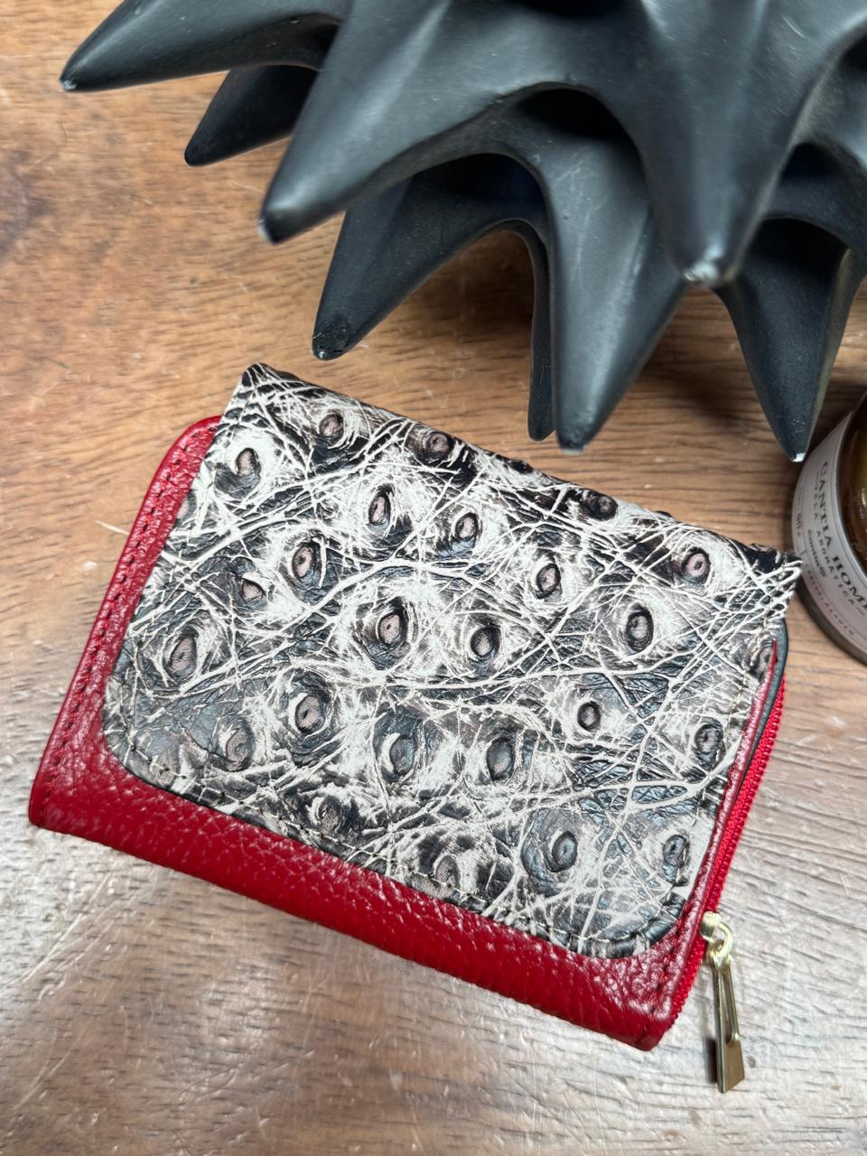 CARTERA PIEL KENYA EXOTICO ROJO