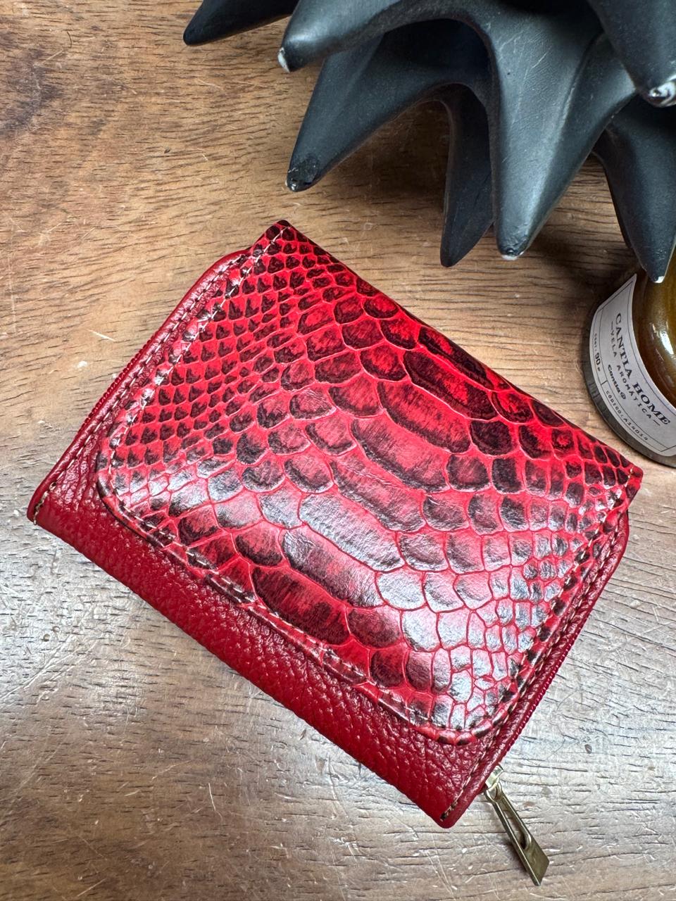 CARTERA PIEL KENYA EXOTICO ROJO