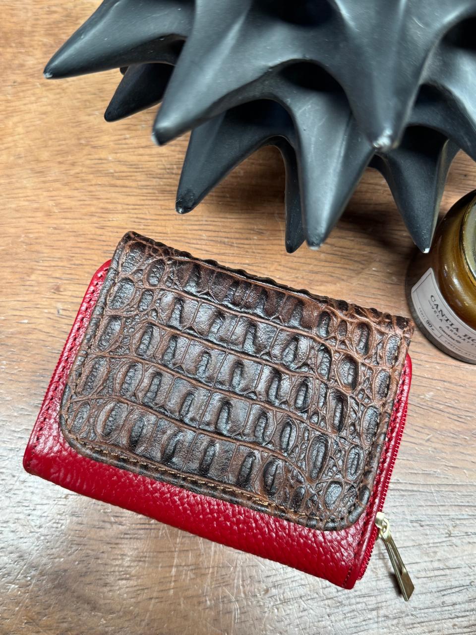CARTERA PIEL KENYA EXOTICO ROJO