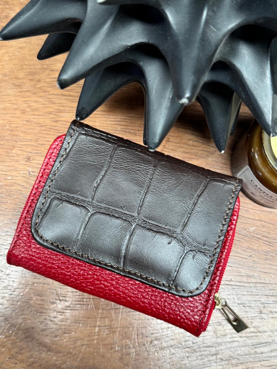CARTERA PIEL KENYA EXOTICO ROJO