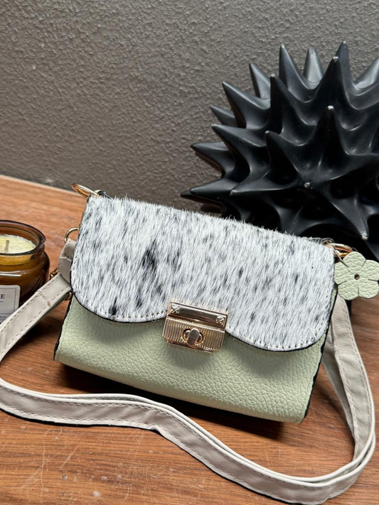 MINI BOLSO PELO VARIABLE PIEL VERDE LIMON