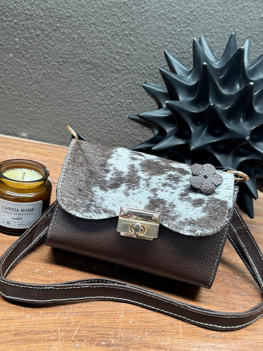 MINI BOLSO PELO VARIABLE PIEL CAFE