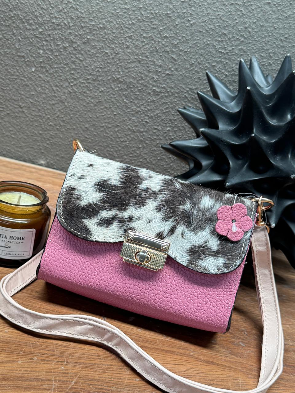 MINI BOLSO PELO VARIABLE PIEL ROSA