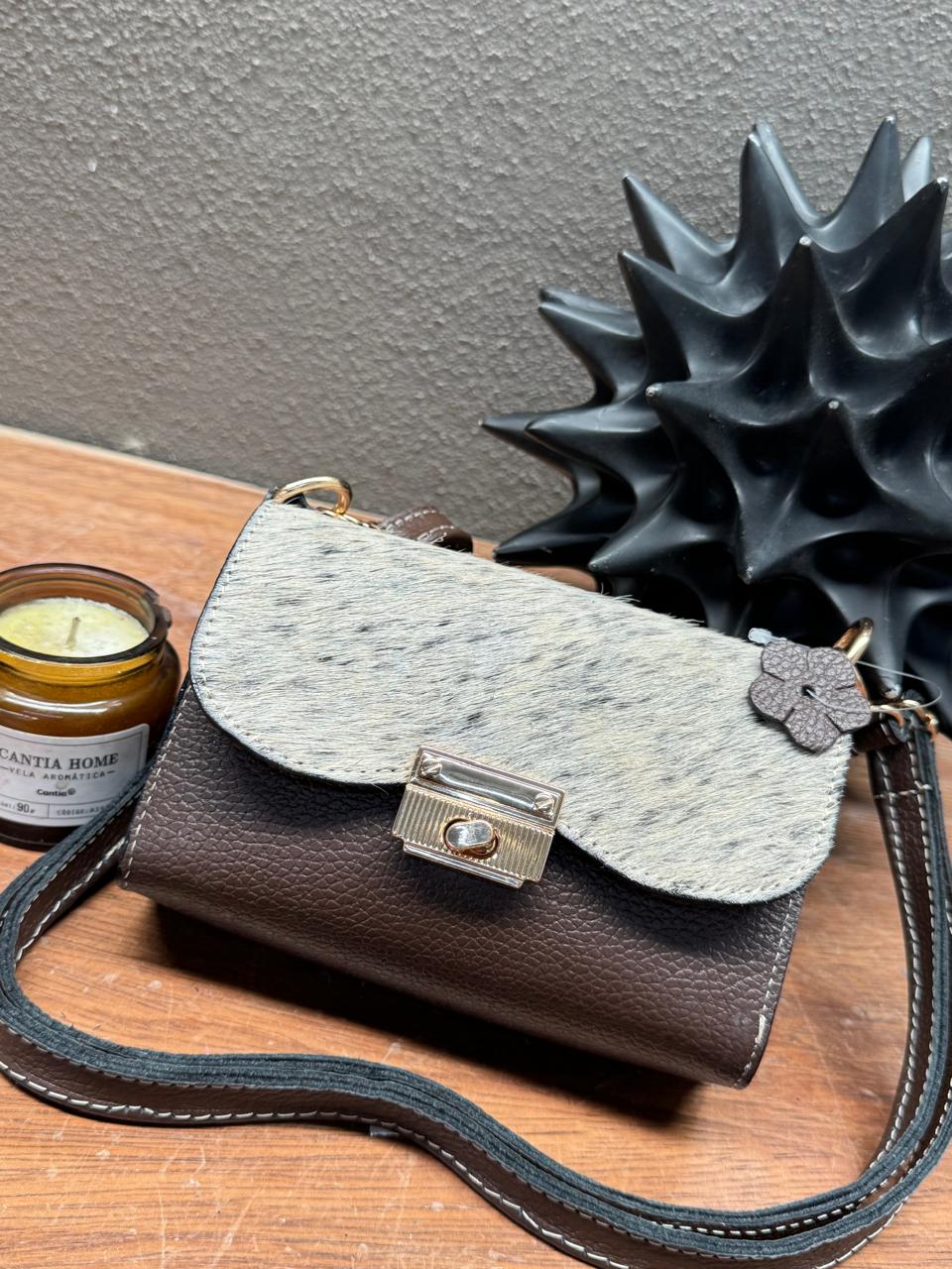 MINI BOLSO PELO VARIABLE PIEL CAFE