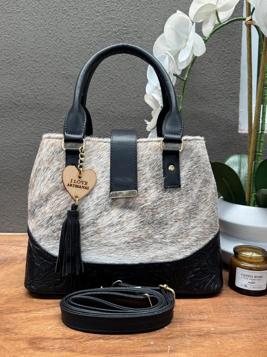 BOLSA SAIRA FLORES NEGRO PELO CLARO