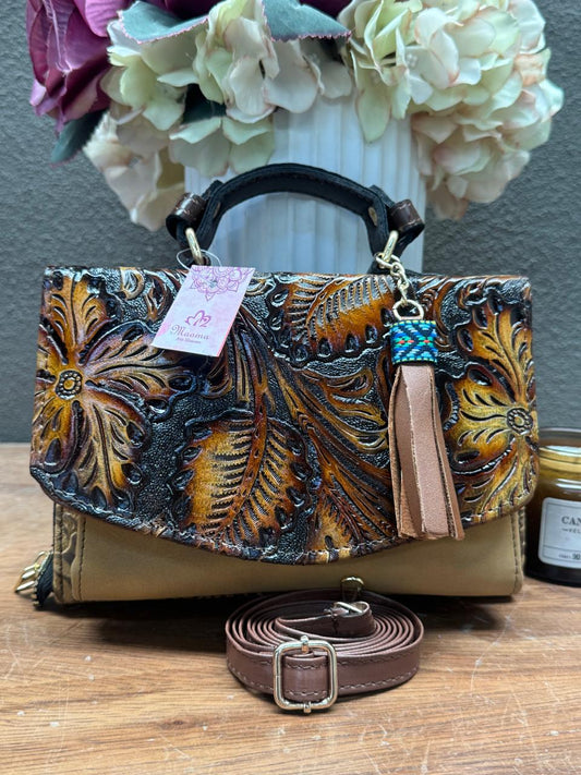 MAOMA DELIA DOBLE FLORES Y HOJAS AVELLANA