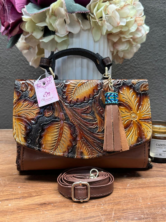 MAOMA DELIA DOBLE FLORES Y HOJAS CAMEL