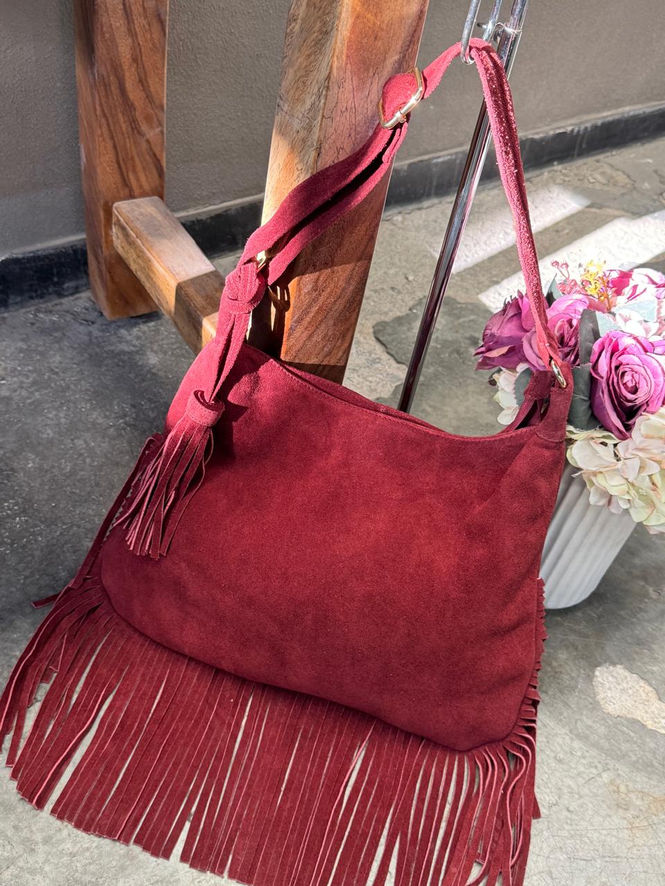 BOLSO GAMUZA DE PIEL BULGARIA VINO