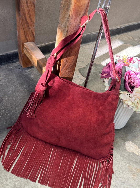 BOLSO GAMUZA DE PIEL BULGARIA VINO