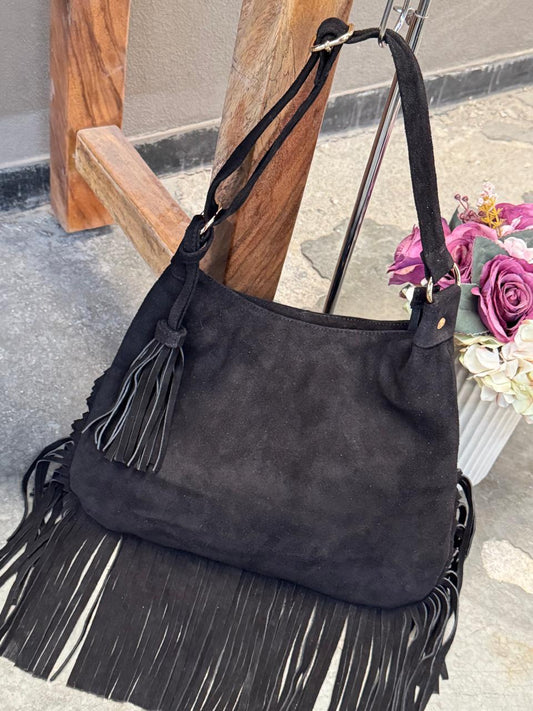 BOLSO GAMUZA DE PIEL BULGARIA NEGRO